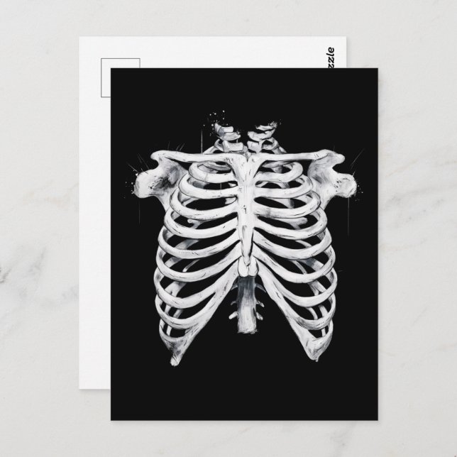 Cartão Postal Skeleton Rib Cage Halloween (Frente/Verso)