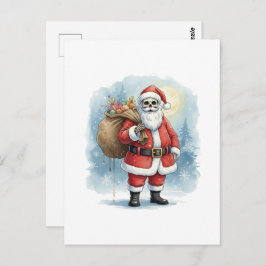 Cartão Postal Skeleton Santa Claus