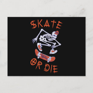 Cartão Postal Skeleton Skateboarder