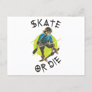 Cartão Postal Skeleton Skateboarder