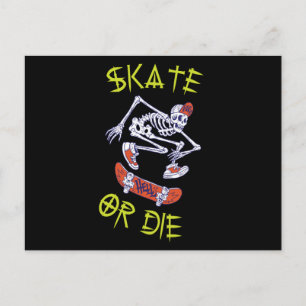 Cartão Postal Skeleton Skateboarder