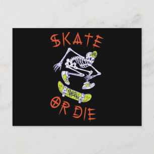 Cartão Postal Skeleton Skateboarder