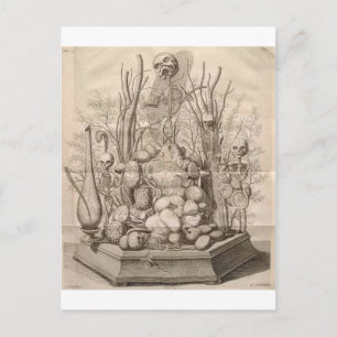 Cartão Postal Skeletons, Crânios e Árvores Vintage