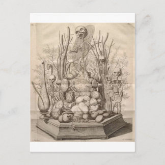 Cartão Postal Skeletons, Crânios e Árvores Vintage