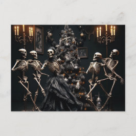 Cartão Postal Skeletons dança em torno da árvore de Natal