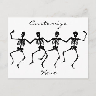 Cartão Postal Skeletons Dançando Halloween Thunder_Cove