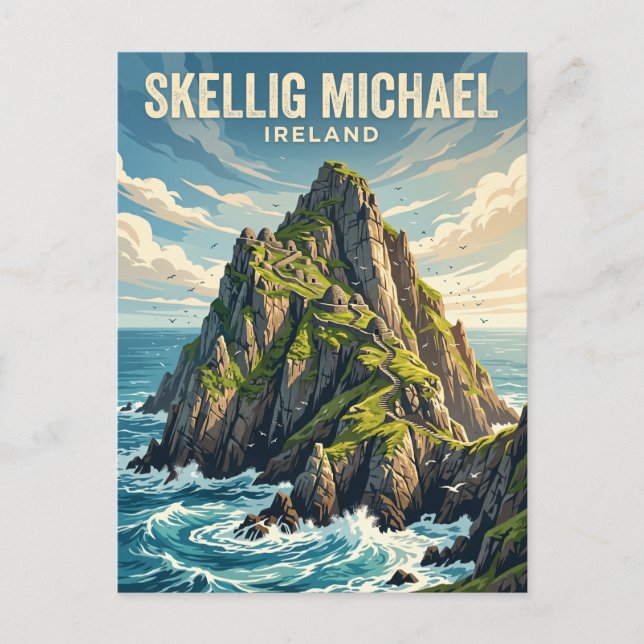 Cartão Postal Skellig Michael Irlanda (Frente)