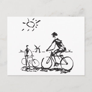 Cartão Postal Sketch de Bike de andando de bicicleta