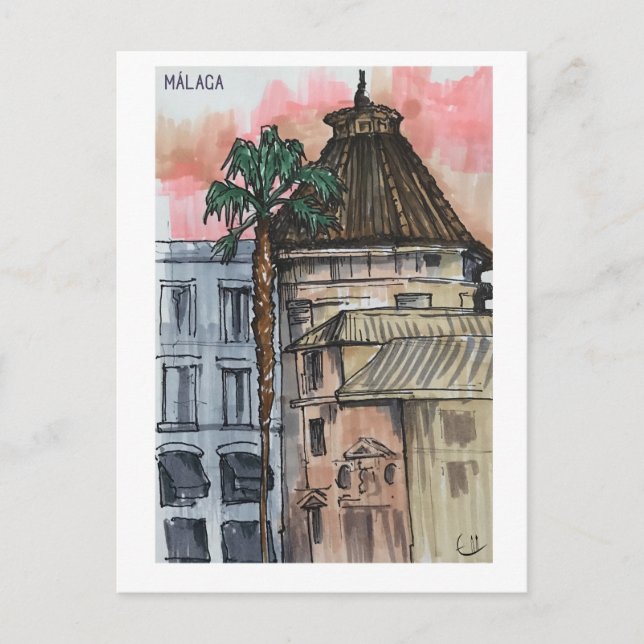 Cartão Postal Skethchbook pages. Málaga. Markers (Frente)