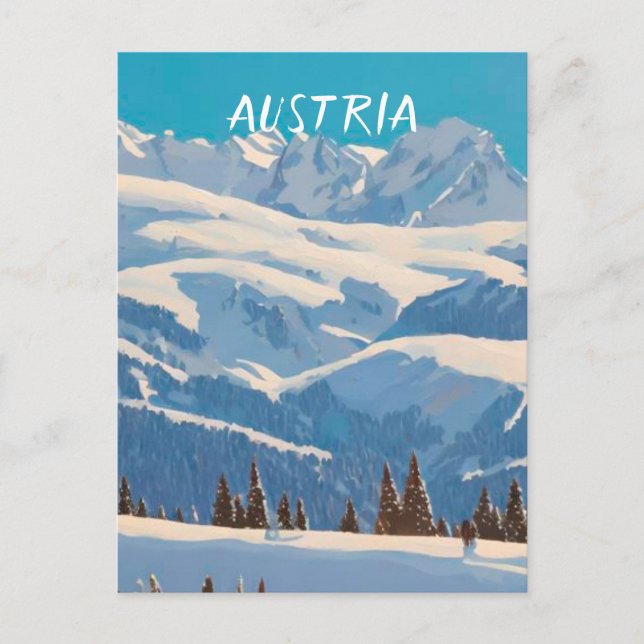 Cartão Postal ski Áustria (Frente)