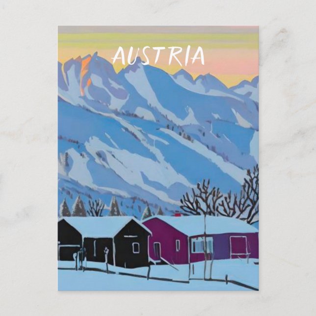 Cartão Postal ski Áustria (Frente)