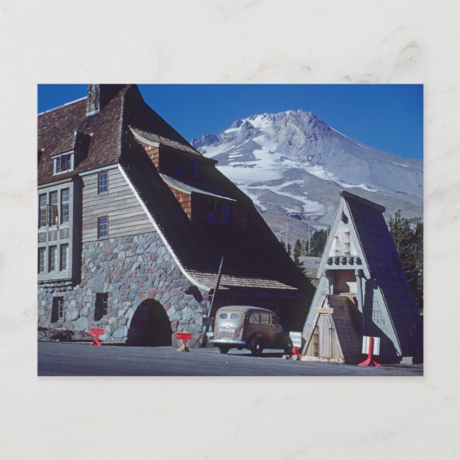 Cartão Postal Ski Timberline Lodge Mt Hood Oregon Foto de 1950 (Frente)