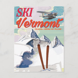 Cartão Postal Ski Vermont retro férias poster