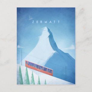 Cartão Postal Ski Zermatt Viagens vintage - Cartão-postal