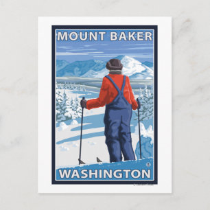 Cartão Postal Skier Adminning - Monte Baker, Washington