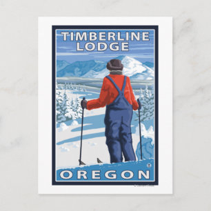 Cartão Postal Skier Adminning - Timberline Lodge, Oregon