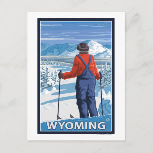Cartão Postal Skier AdminningWyoming