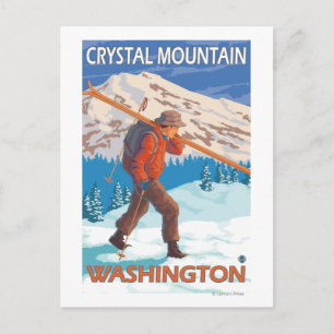 Cartão Postal Skier Carregando agora Skis - Crystal Mountain, WA