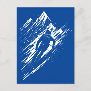 Cartão Postal Skier Silhouette Graphic Art
