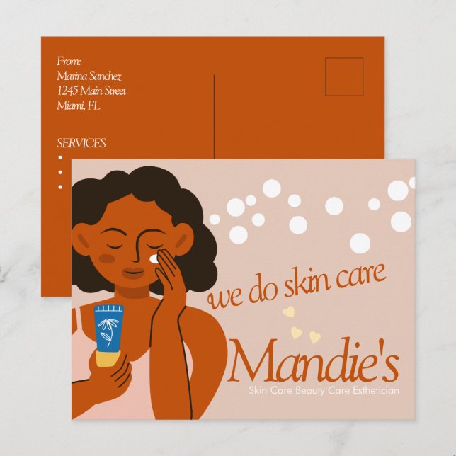 Cartão Postal Skin Care Estheticista Business Salon Branding Lad (Frente/Verso)