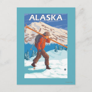 Cartão Postal Skis do Skier Carregando agora - Viagens vintage 3