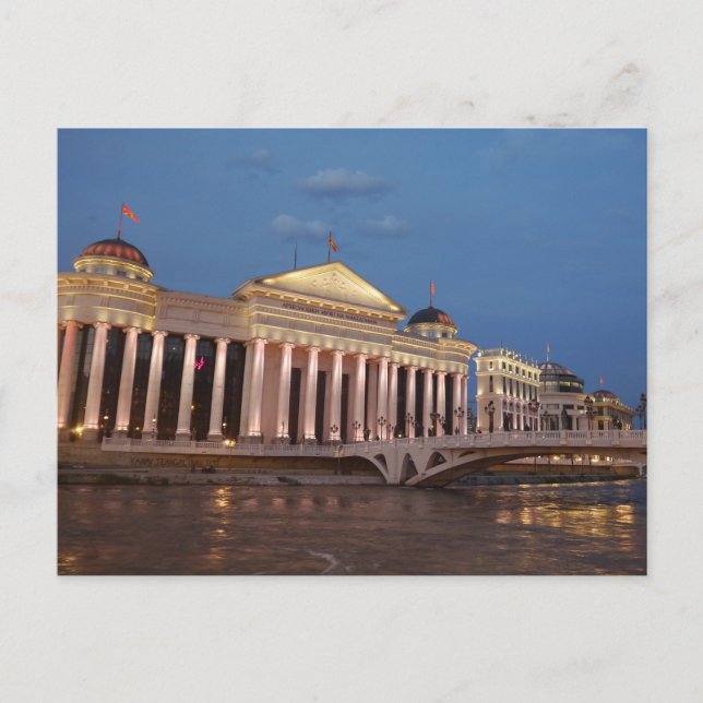 Cartão Postal Skopje à noite, Macedônia do Norte (Frente)