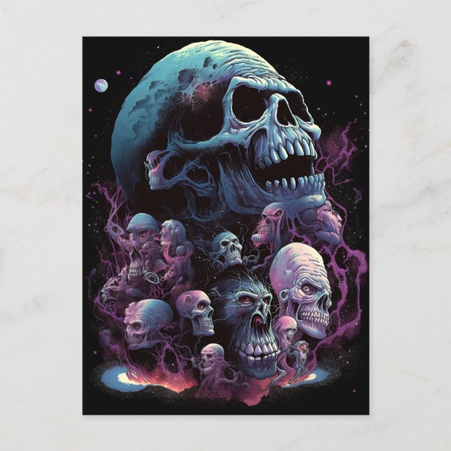 Cartão Postal Skulls Monstros Horror Art (Frente)