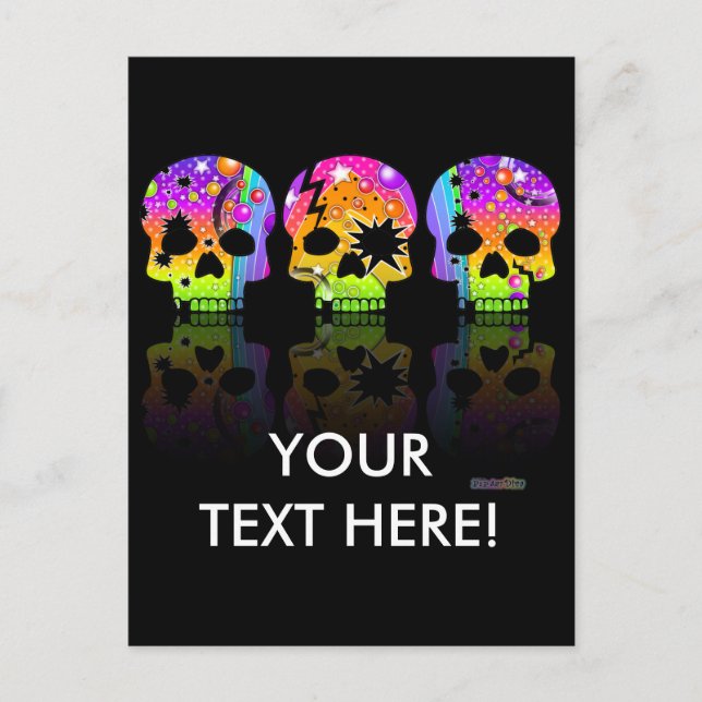 Cartão postal - SKULLS POP ART (Frente)