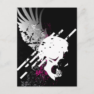 Cartão Postal Skullz. asa para baixo.