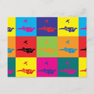 Cartão Postal Skydiving Pop Art