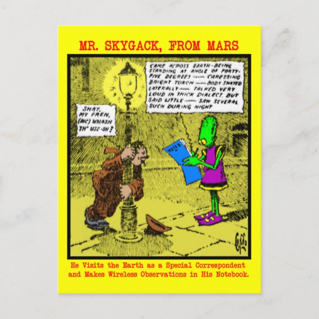 Cartão Postal Skygack observa um Bebado (Frente)