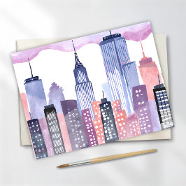 Cartão Postal Skyline Cityscape de Aquarela