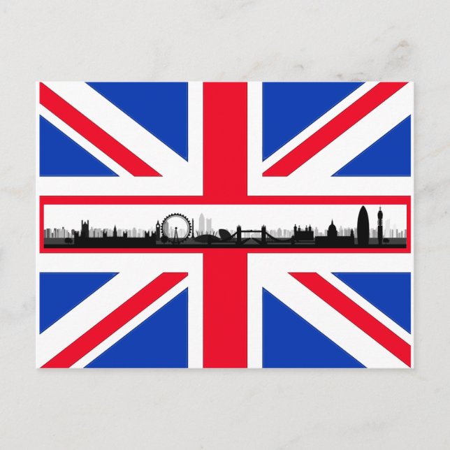 Cartão postal Skyline da Union Jack Flag London (Frente)