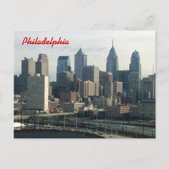 Cartão Postal Skyline de Philadelphfia (Frente)