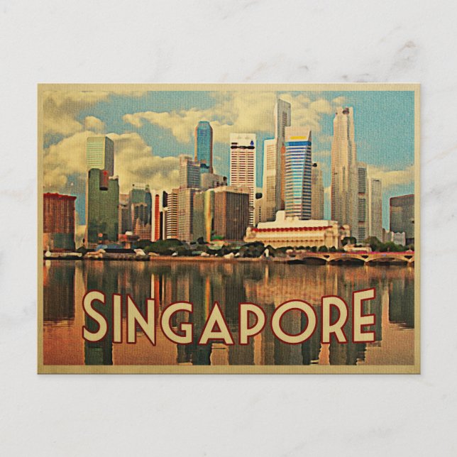 Cartão Postal Skyline de Singapura (Frente)