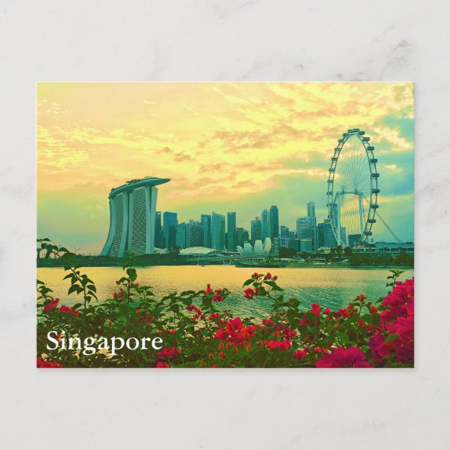 Cartão Postal Skyline de Singapura (Frente)