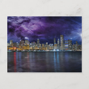 Cartão Postal Skyline do Spacey Chicago