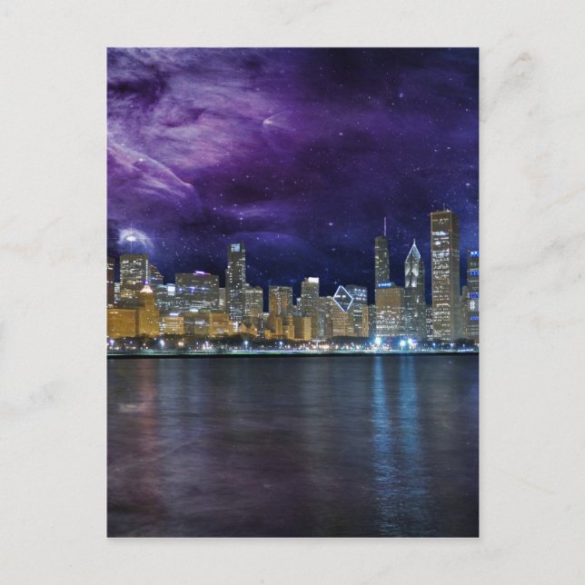 Cartão Postal Skyline do Spacey Chicago (Frente)