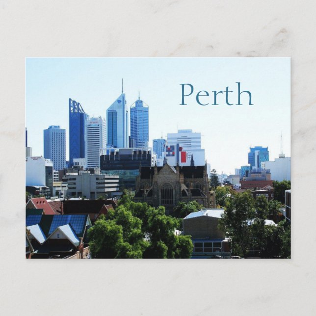 Cartão Postal Skyline, Perth, Austrália Ocidental olhando para O (Frente)