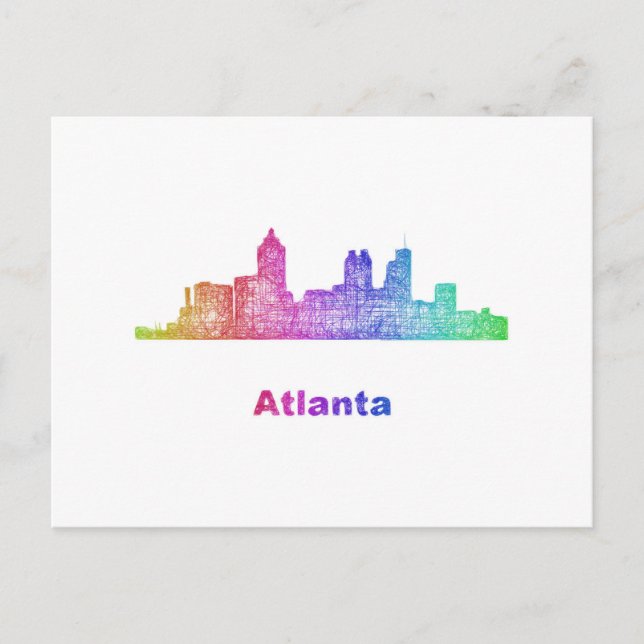 Cartão Postal Skyline Rainbow Atlanta (Frente)