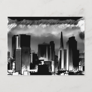Cartão Postal Skyline Sketch Chicago em preto e branco