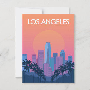 Cartão Postal Skyline Sunset de Los Angeles com Palm Trees