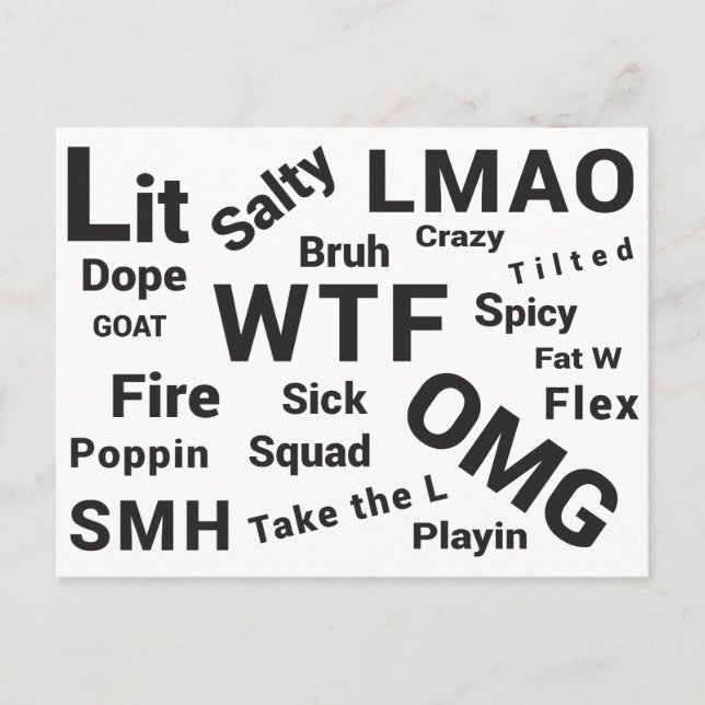 Cartão Postal Slang Sayings and Teen Talk de 2019 (Frente)