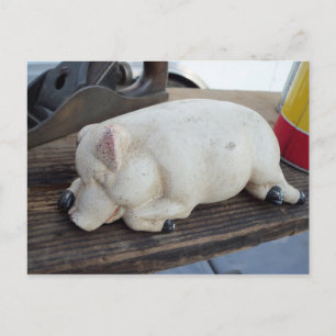 Cartão Postal Sleeping Pig Figurine