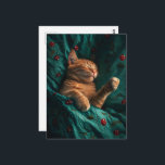 Cartão Postal Sleepy Ginger Kitty Under the Blankets<br><div class="desc">A gorgeous sleepy ginger kitty fantasy AI generated art</div>