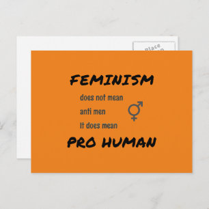 Cartão Postal Slogan feminista e símbolo laranja