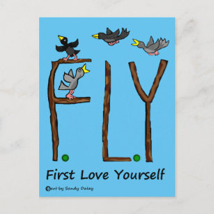 Cartão Postal Slogan FLY primeiro se ama