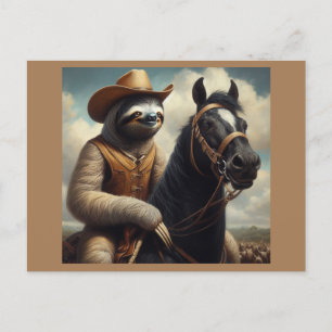 Cartão Postal Sloth Cowboy