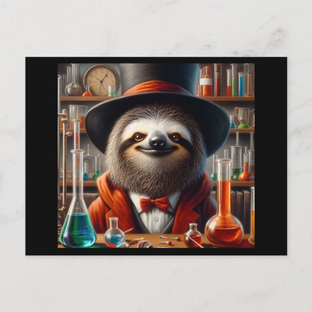 Cartão Postal Sloth Mad Scientist (Frente)
