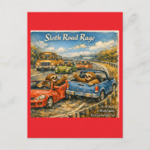 Sloth Road Rage – Rockwell‑Inspired Watercolor Car